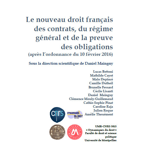 Livre électronique sur la réforme du droit des contrats, direction Prof. Daniel Mainguy, par une équipe montpelliéraine