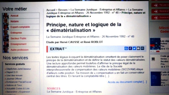 Un article avec... René ROBLOT sur la dématérialisation (Photo de la base LexisNexis). Mais non !