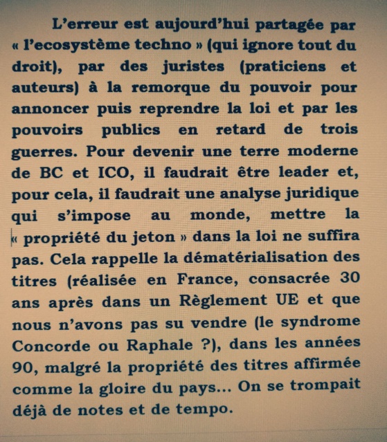 Les actifs financiers existent, croit M. Jean-Pierre LANDAU (le Monsieur Bitcoin du Gouvernement, Rapport au ministre de l'économie).