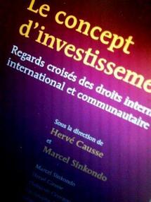 Le concept d'investissement, éd. Bruylant, 2011, dir. M. SINKONDO et H. CAUSSE, avec Ch. GOYET, C. TILLOY, Ch. FARDET, F. MANIN, G. DARMON, Th. GEORGOPOULOS.