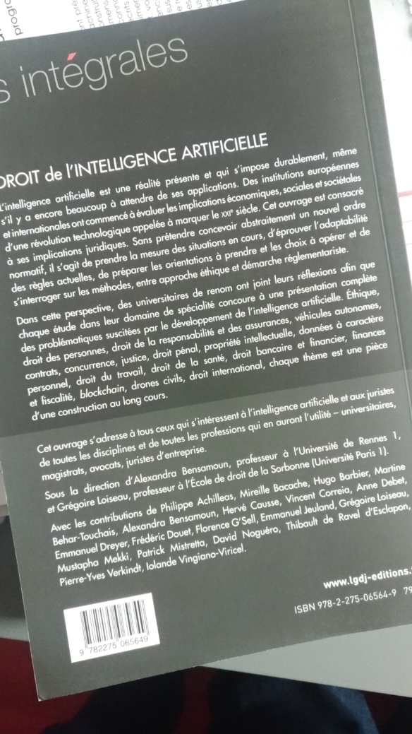 En vente ! Droit de l'intelligence artificielle, LGDJ Lextenso, dir. G. Loiseau et A. Bensamoun En vente ! Droit de l'intelligence artificielle, LGDJ Lextenso, dir. G. Loiseau et A. Bensamoun