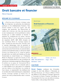 Sur Amazon : Droit bancaire et financier, 2014, éd. Direct Droit, 818 p., par Hervé CAUSSE... Nouvelle édition 2016 !