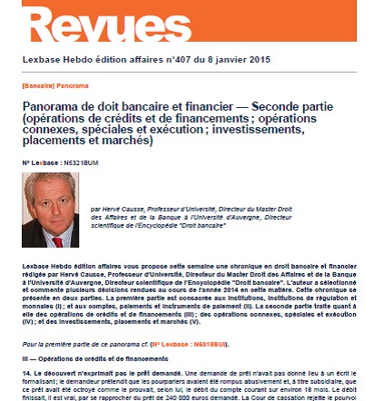Panorama de Droit bancaire et financier (2e Partie) Panorama de Droit bancaire et financier (2e Partie)