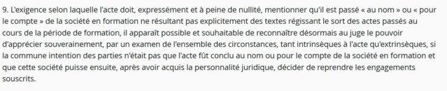 Reprise des actes de la période de formation par la société : revirement (Cass. com., 29 novembre 2023, n° 22-12.865 )