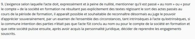 Reprise des actes de la période de formation par la société : revirement (Cass. com., 29 novembre 2023, n° 22-12.865 ) Reprise des actes de la période de formation par la société : revirement (Cass. com., 29 novembre 2023, n° 22-12.865 )
