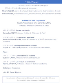 Les 30 ans de la loi Badinter, Colloque de la Faculté de Metz et de l'ERAGE, 29 mai 2015