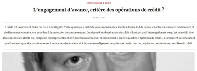 Le critère du crédit : une proposition (Banque & Droit, nov. - déc. 2023) Le critère du crédit : une proposition (Banque & Droit, nov. - déc. 2023)