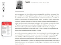 Le critère du crédit : une proposition (Banque & Droit, nov. - déc. 2023) Le critère du crédit : une proposition (Banque & Droit, nov. - déc. 2023)