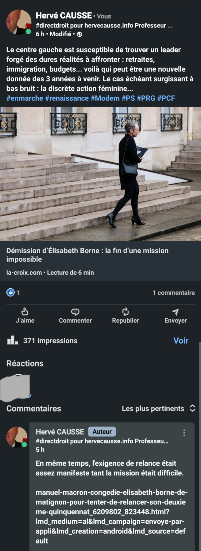 Élisabeth BORNE part, mais où ? Élisabeth BORNE part, mais où ?