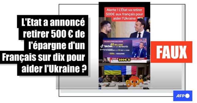 L'État peut-il vous ponctionner 500 euros sur vos comptes ? Entretien avec l'AFP sur une fake news.