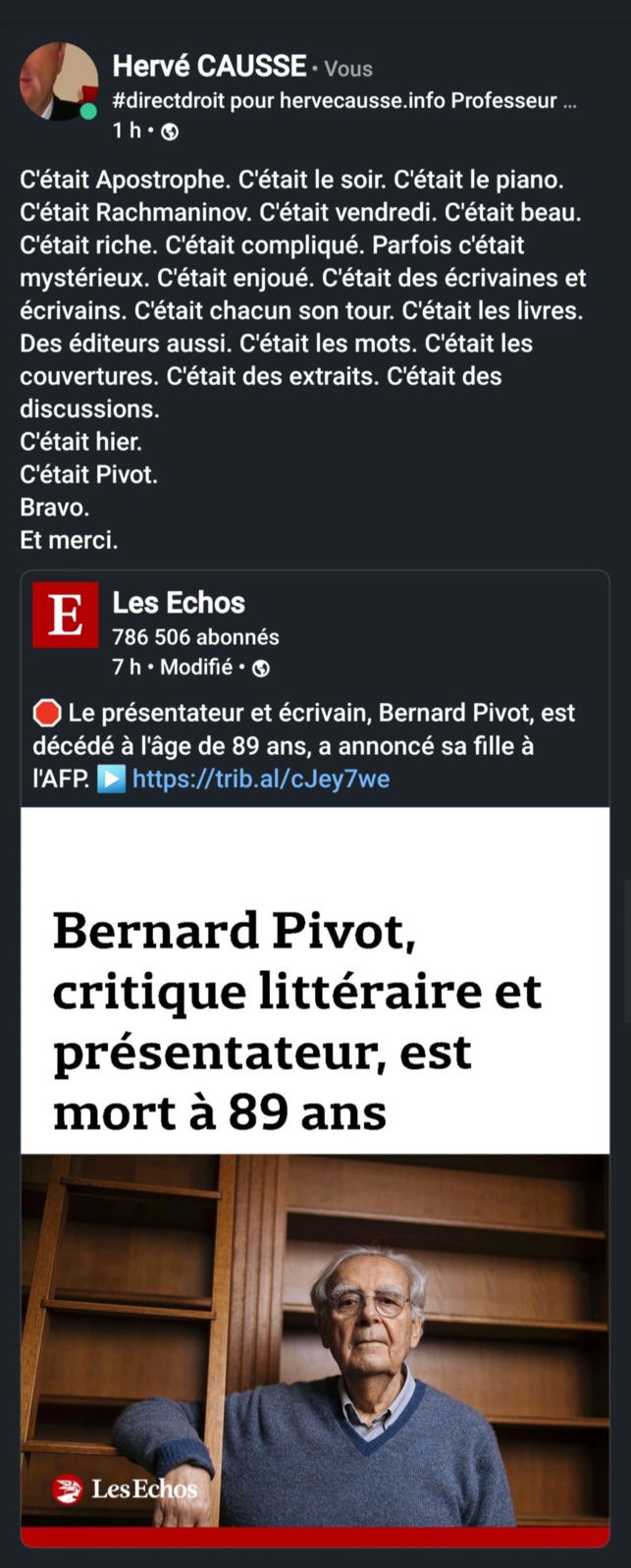 Bernard PIVOT, il réinventa l'apostrophe.