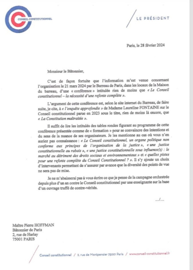 Le président du Conseil constitutionnel s'en prend à la liberté d'expression des avocats et des universitaires. Le président du Conseil constitutionnel s'en prend à la liberté d'expression des avocats et des universitaires.