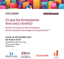 Ce que les formulaires font au(x) droit(s) (Colloque, 28 novembre 2024). Un bel angle à élargir ! Ce que les formulaires font au(x) droit(s) (Colloque, 28 novembre 2024). Un bel angle à élargir !