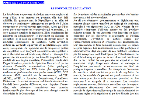 Le pouvoir de régulation (in La lettre de l'AFGE n° 43 / PJ) Le pouvoir de régulation (in La lettre de l'AFGE n° 43 / PJ)