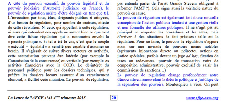 Le pouvoir de régulation (in La lettre de l'AFGE n° 43 / PJ) Le pouvoir de régulation (in La lettre de l'AFGE n° 43 / PJ)