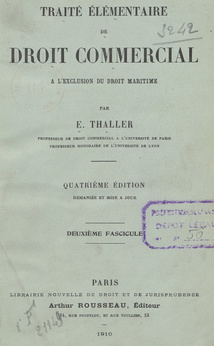 En 1898, Thaller introduit la notion d'instrument de paiement dans le Traité, et puis...