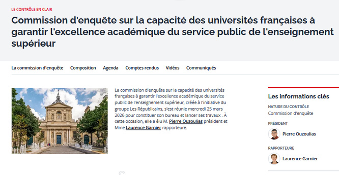 A suivre : la Commission d'enquête du Sénat sur l'Enseignement Supérieur. #universités A suivre : la Commission d'enquête du Sénat sur l'Enseignement Supérieur. #universités
