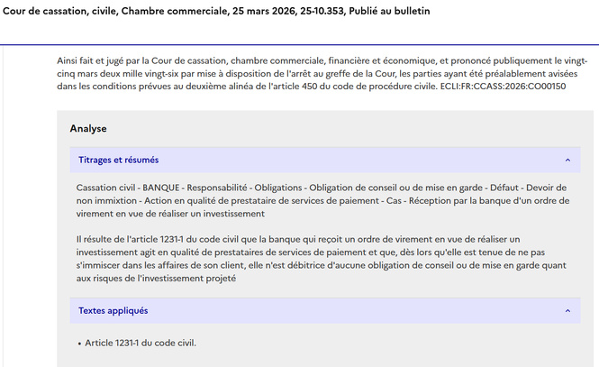 Les pertes de l'investisseur et le malheureux prestataire de services de paiement, à propos de la localisation du (prétendu) préjudice (Cass., civ. 1re, 6 mai 2026, 24-22.187, Inédit) Les pertes de l'investisseur et le malheureux prestataire de services de paiement, à propos de la localisation du (prétendu) préjudice (Cass., civ. 1re, 6 mai 2026, 24-22.187, Inédit)
