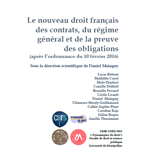 Livre électronique sur la réforme du droit des contrats, direction Prof. Daniel Mainguy, par une équipe montpelliéraine