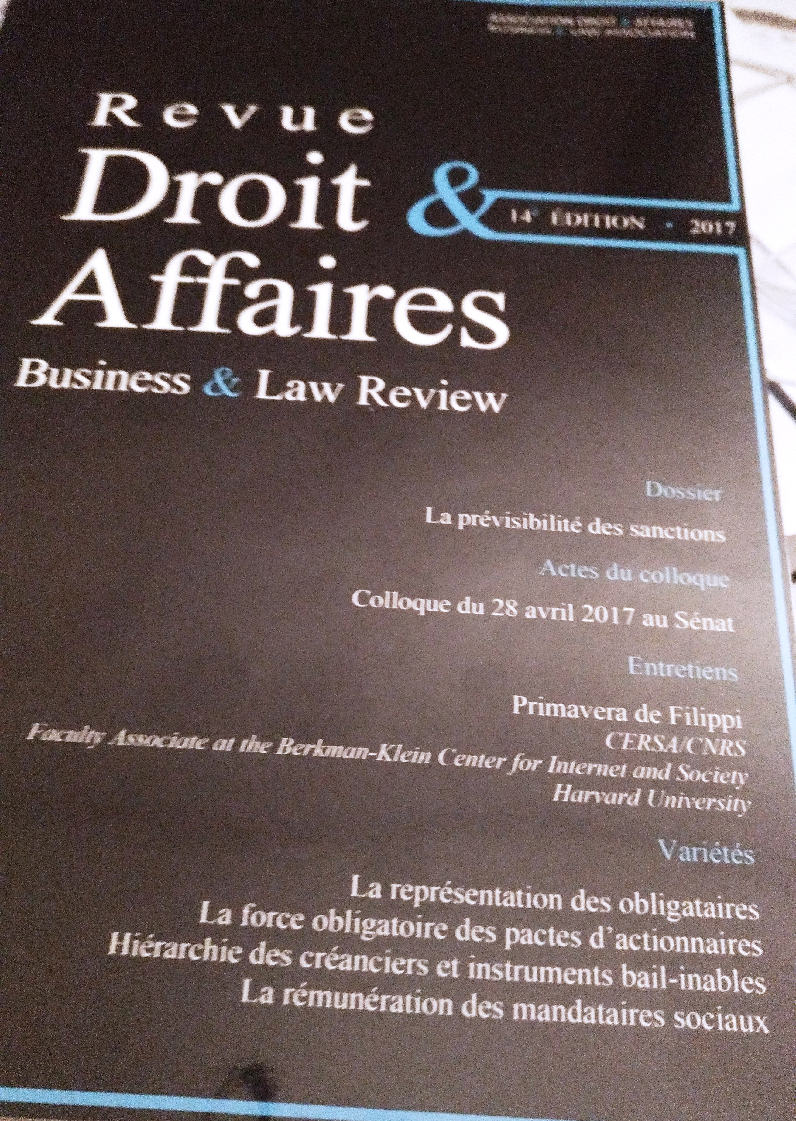 L'AD&A publie la 14e édition de la Revue Droit & Affaires, avec pour thème "La prévisibilité des sanctions".