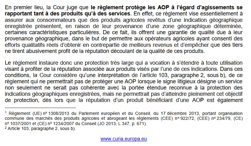 Interdiction de désignation de services par évocation de l'appellation... Champagne ! (CJUE, 9 sept 2021, C-783/19),  