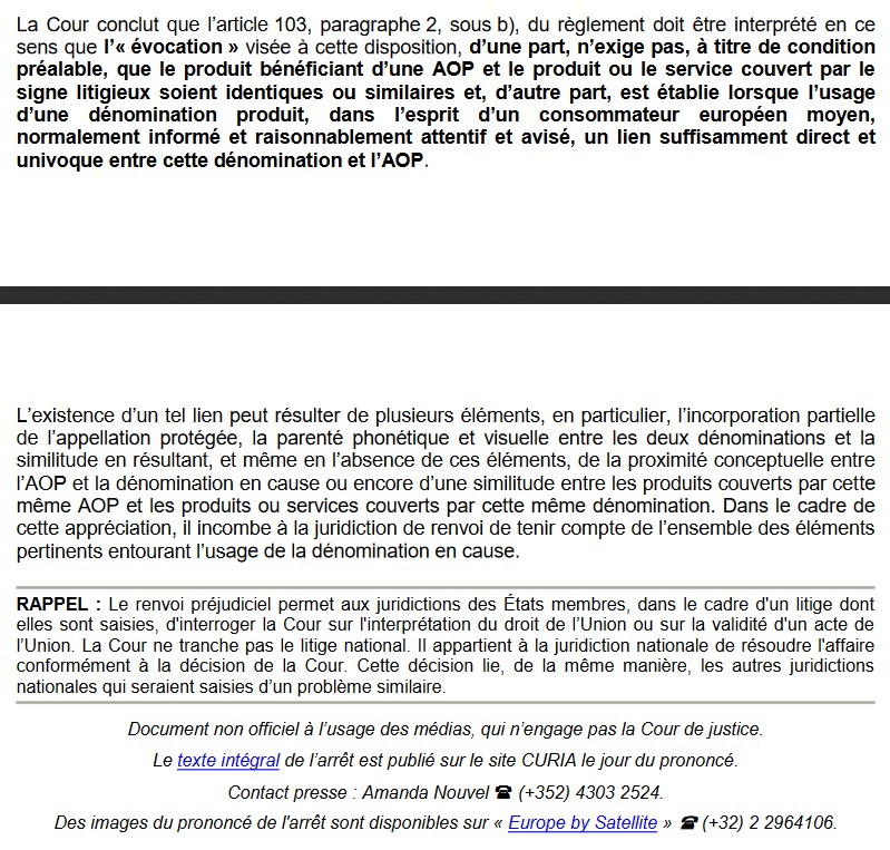 Interdiction de désignation de services par évocation de l'appellation... Champagne ! (CJUE, 9 sept 2021, C-783/19),  