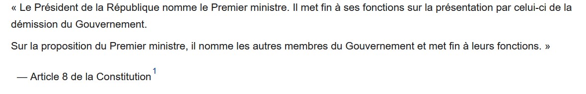 L'équation de Matignon : de la désignation du Premier ministre (Const., art. 8). L'équation de Matignon : de la désignation du Premier ministre (Const., art. 8).