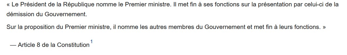 L'équation de Matignon : de la désignation du Premier ministre (Const., art. 8).
