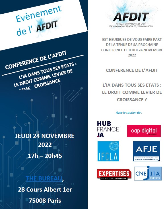 L'IA dans tous ses états, AFDIT, 24 novembre 2022, Paris (The Bureau).