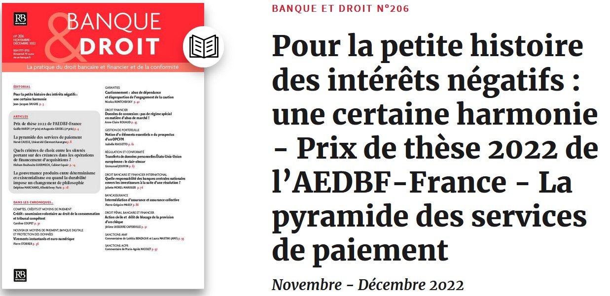 La pyramide des services de paiement (Banque & Droit, n° 406, nov. - déc. 2022)