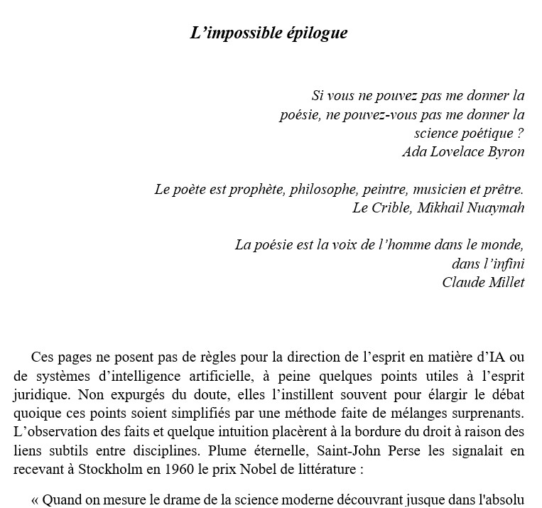 Le droit sous le règne de l'intelligence artificielle, Essai, fév. 2023, HAL (lien vers l'Essai en PDF). Le droit sous le règne de l'intelligence artificielle, Essai, fév. 2023, HAL (lien vers l'Essai en PDF).