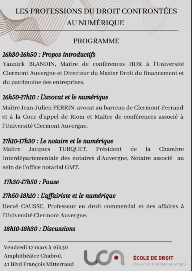 Soirée de Master 2 Droit des affaires - DFPE sur les juristes et le numérique