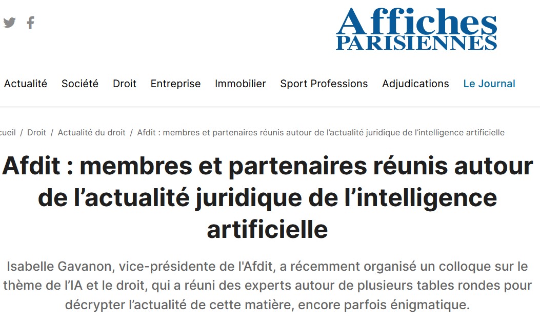 Afdit Reporting de la Conférence IA de l'AFDIT du 24 novembre 2022