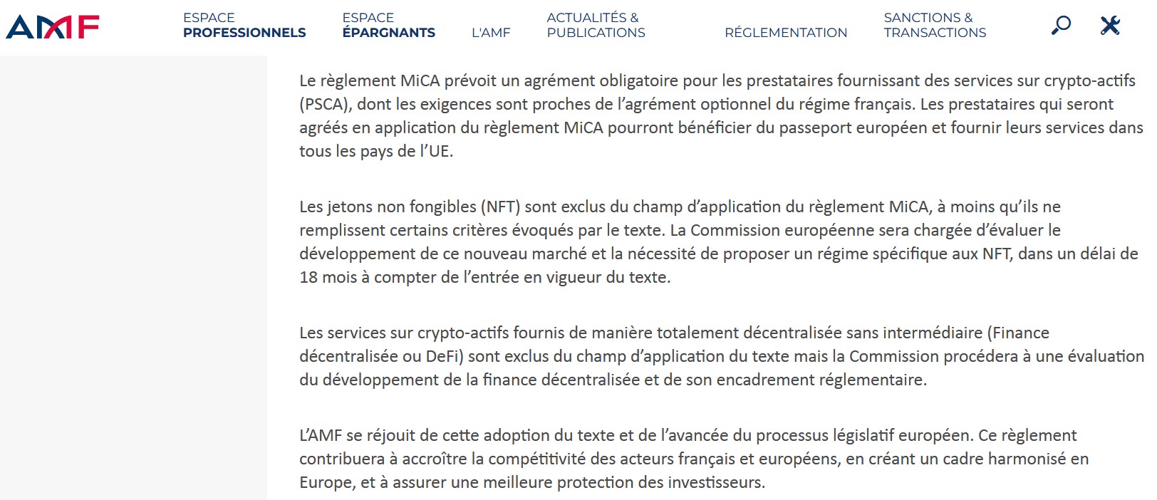 Règlement MICA : les crypto-actifs n'incluent pas les NFT sauf si les NFT sont plutôt des cryptos-actifs !