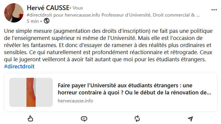 Faire payer l'Université aux étudiants étrangers : une horreur contraire à quoi ? Ou le début de la rénovation des Universités ?