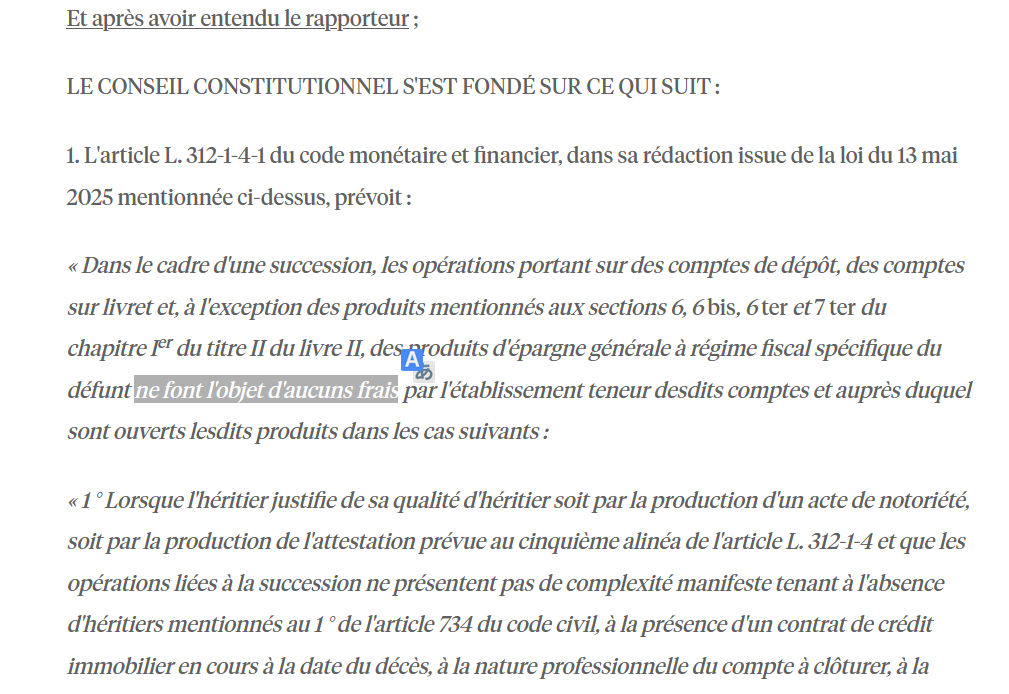 Le législateur ne peut pas décréter des services bancaires gratuits (DC QPC 26 juin 2026) : vive la liberté d'entreprendre, la liberté contractuelle et donc le droit de facturer.