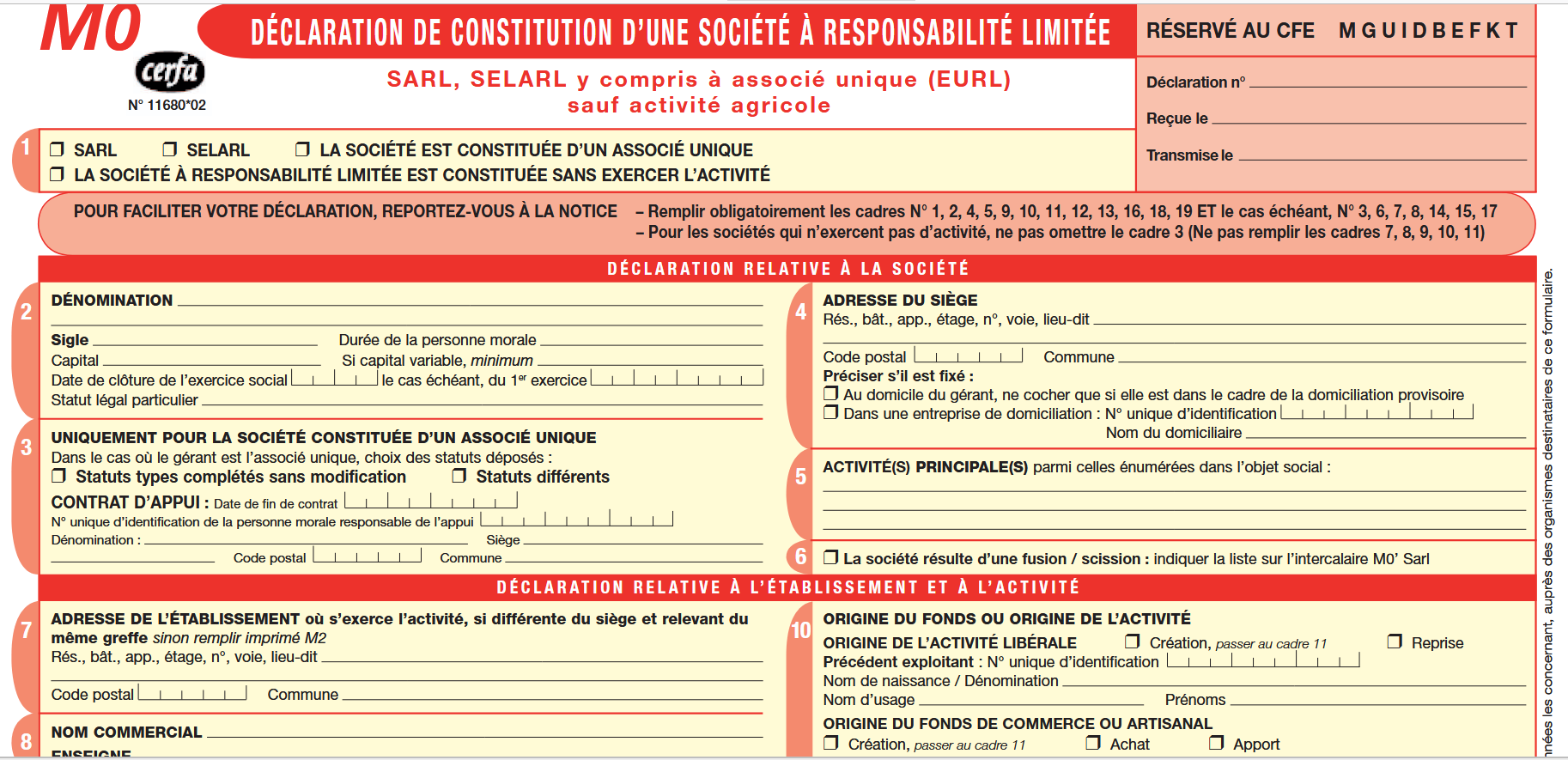 Ce que fut la création de société... avec un fameux formulaire à remplir pour le RCS. Ce qu'elle est devenue. Exemple.