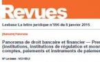 Panorama de Droit bancaire et financier (janvier 2015, éd. Lexbase)