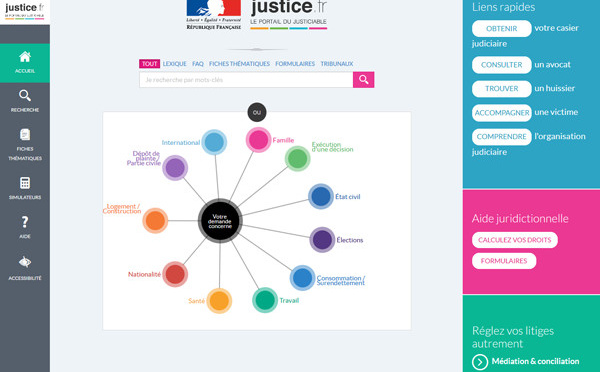 Le site justice.fr informe les citoyens et justiciables