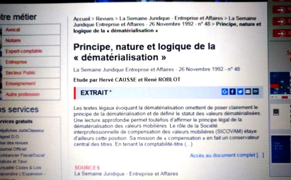 Un article avec... René ROBLOT sur la dématérialisation (Photo de la base LexisNexis). Mais non !
