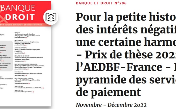 La pyramide des services de paiement (Banque & Droit, n° 406, nov. - déc. 2022)
