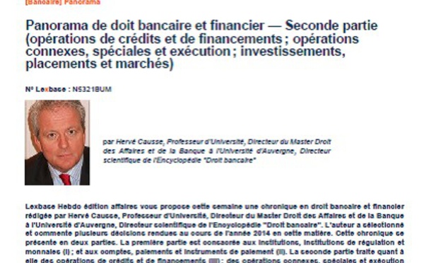 Panorama de Droit bancaire et financier (2e Partie)