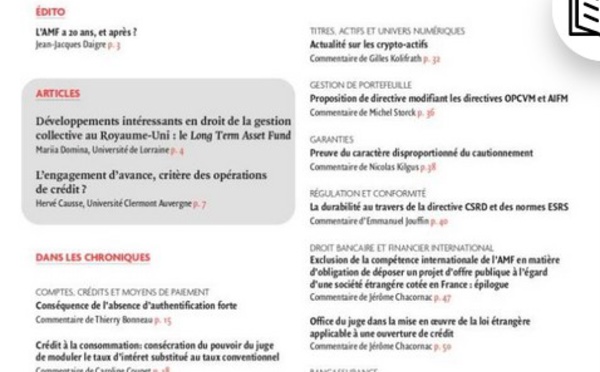 Le critère du crédit : une proposition (Banque &amp; Droit, nov. - déc. 2023)