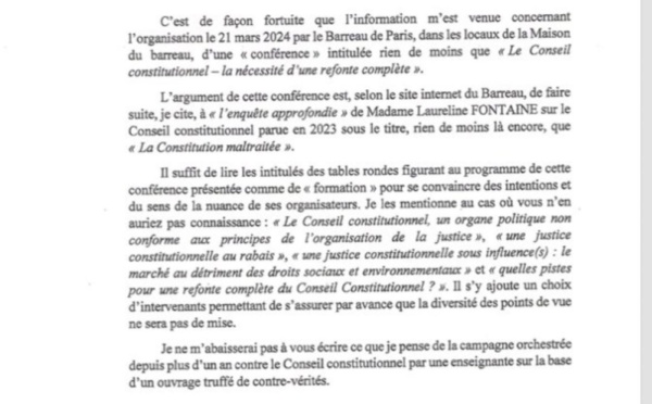 Le président du Conseil constitutionnel s'en prend à la liberté d'expression des avocats et des universitaires.