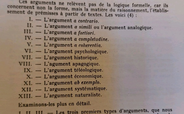 Les divers types d'arguments juridiques à utiliser dans tout travail juridique... Un post à plus de 10 000 vues sans que l'espoir se lève.