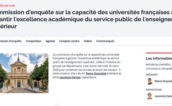 A suivre : la Commission d'enquête du Sénat sur l'Enseignement Supérieur. #universités