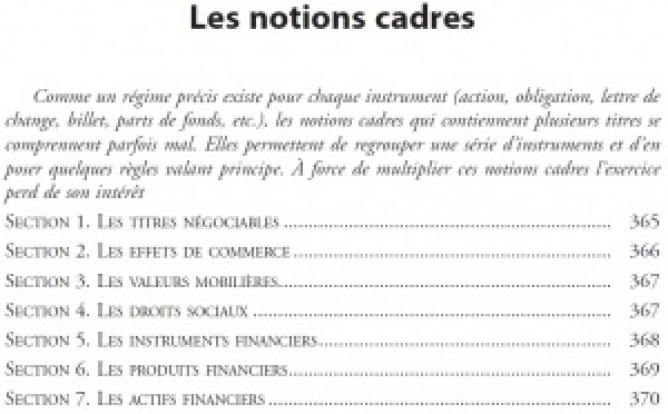 Le métier de la banque, commerce de la monnaie et des titres, suscite avec ces derniers des notions cadres. Instruments financiers, valeurs mobilières, titres financiers...